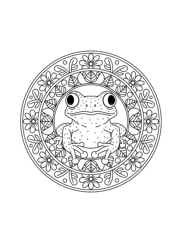Frosk i mandala med blomster