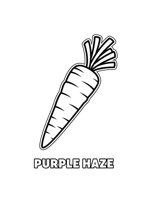 Gulerod med teksten Purple Haze