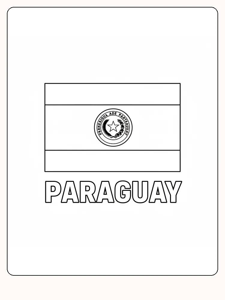 Paraguays Flagge in Rot, Weiß und Blau mit Emblem, bereit zum Ausmalen
