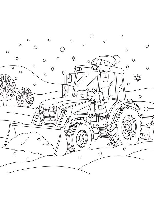 Traktor med lue i snø, underkategori