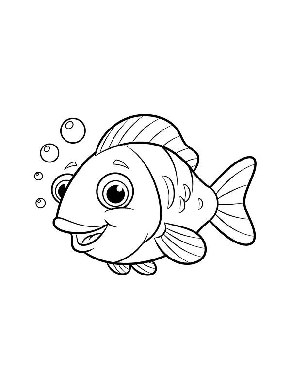 Smilende fisk med bobler
