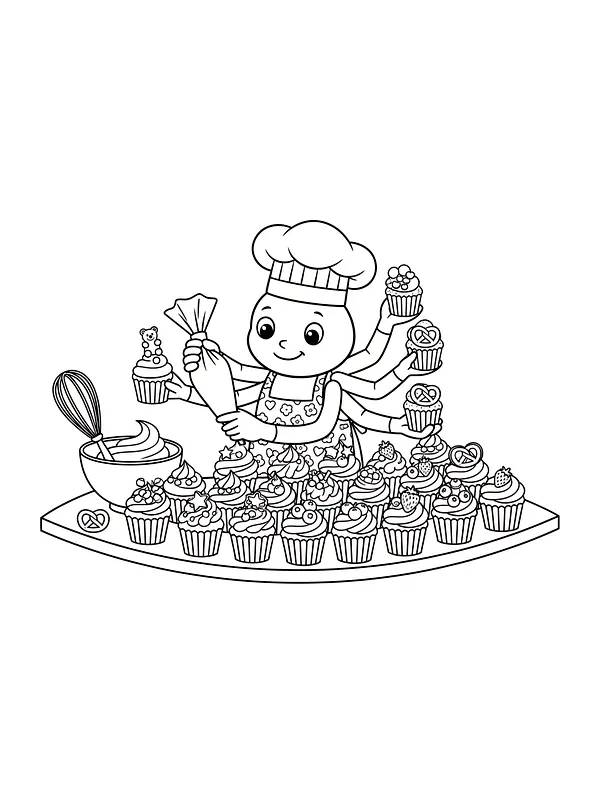 Blækspruttebager med cupcakes, underkategori