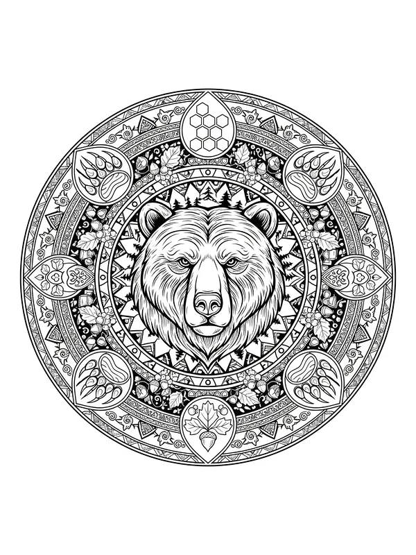 Bjørn med mandala mønster