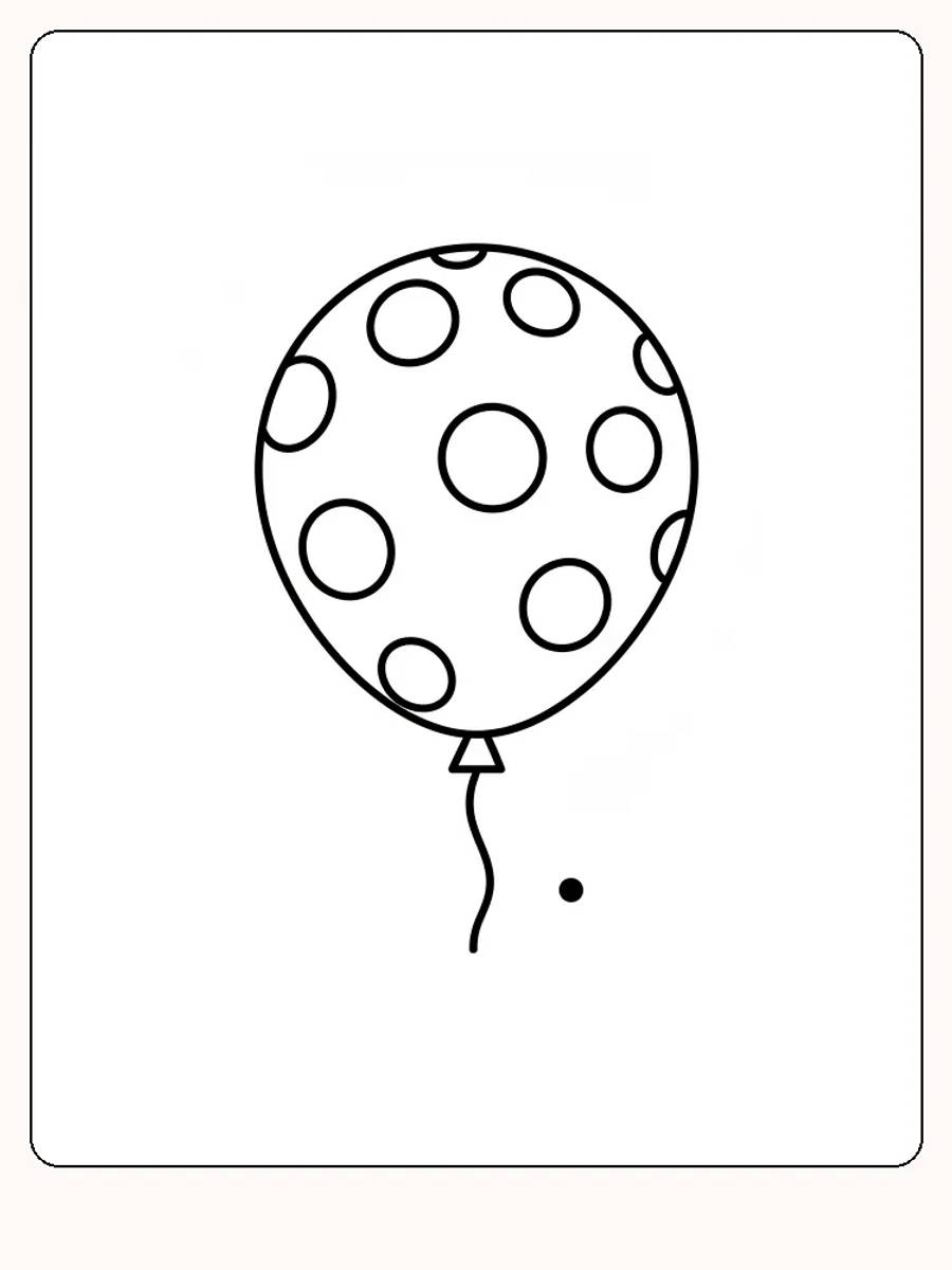 Tegning til farvelægning af en ballon med cirkler, klar til print