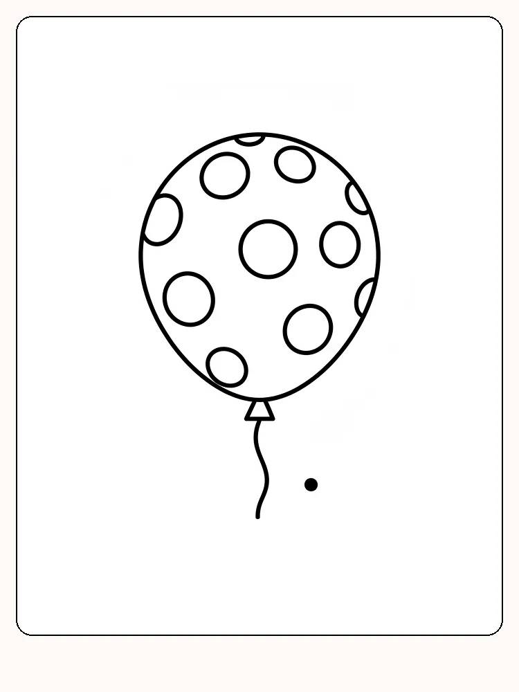 Tegning til farvelægning af en ballon med cirkler, klar til print