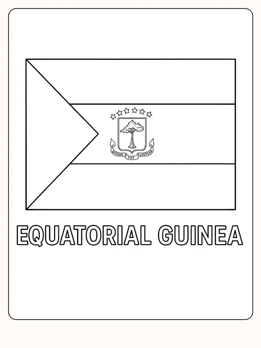 Ekvatorial-Guineas flagga med symboler, redo för måla