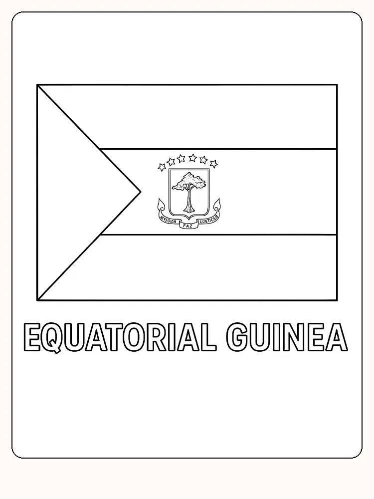 Ekvatorial-Guineas flagga med symboler, redo för måla