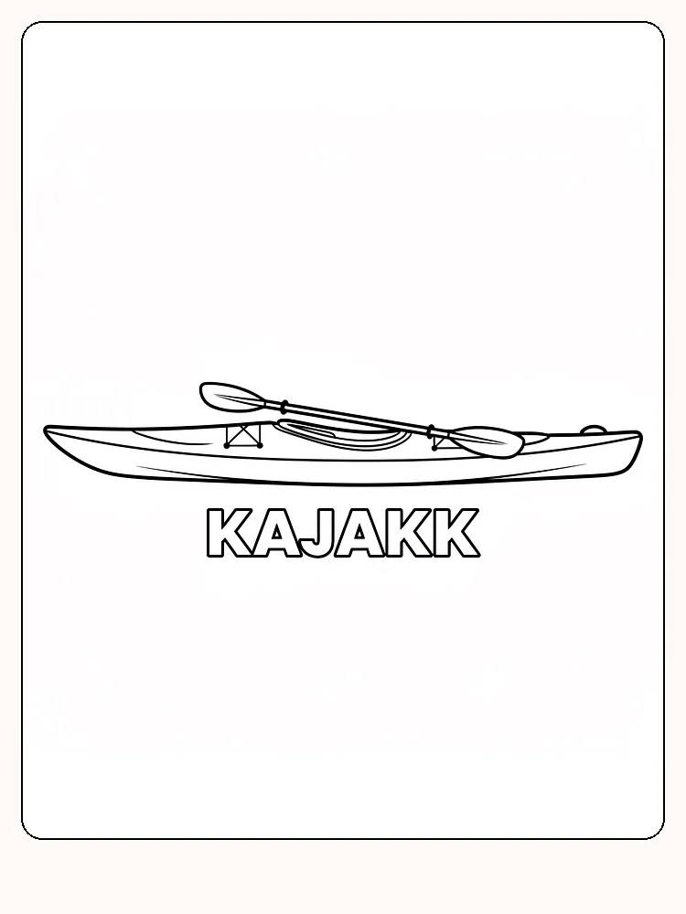 Ausmalbild eines Kajaks mit Paddeln zum Ausdrucken und Ausmalen