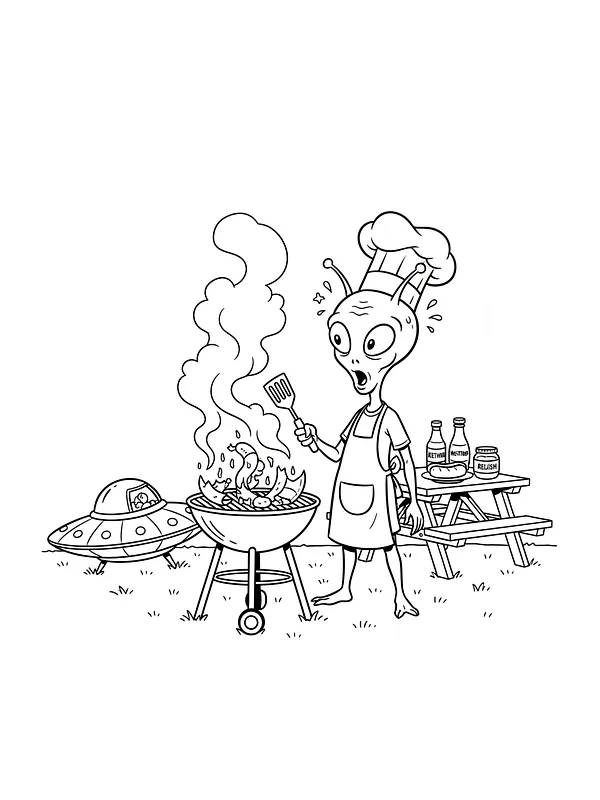 Rumvæsen griller ved picnicbord