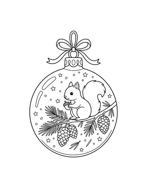 Julekugle med egern på en gren