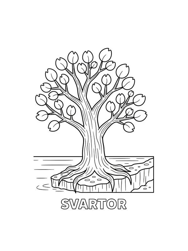Svartor tre med blader