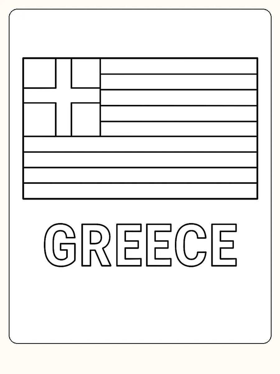 Griechische Flagge mit blauen und weißen Streifen, bereit zum Ausmalen