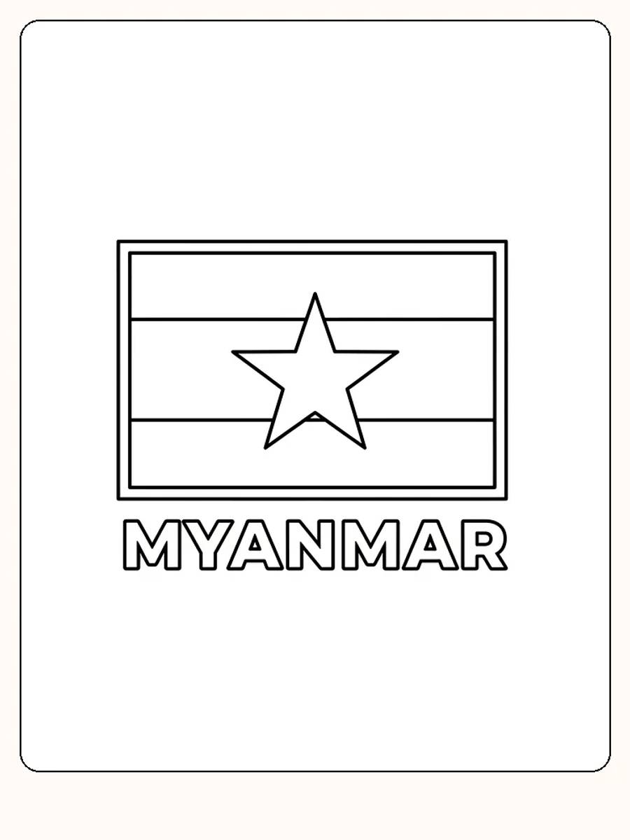 Myanmars flagga med röd, vit och grön horisontell rand och vit stjärna