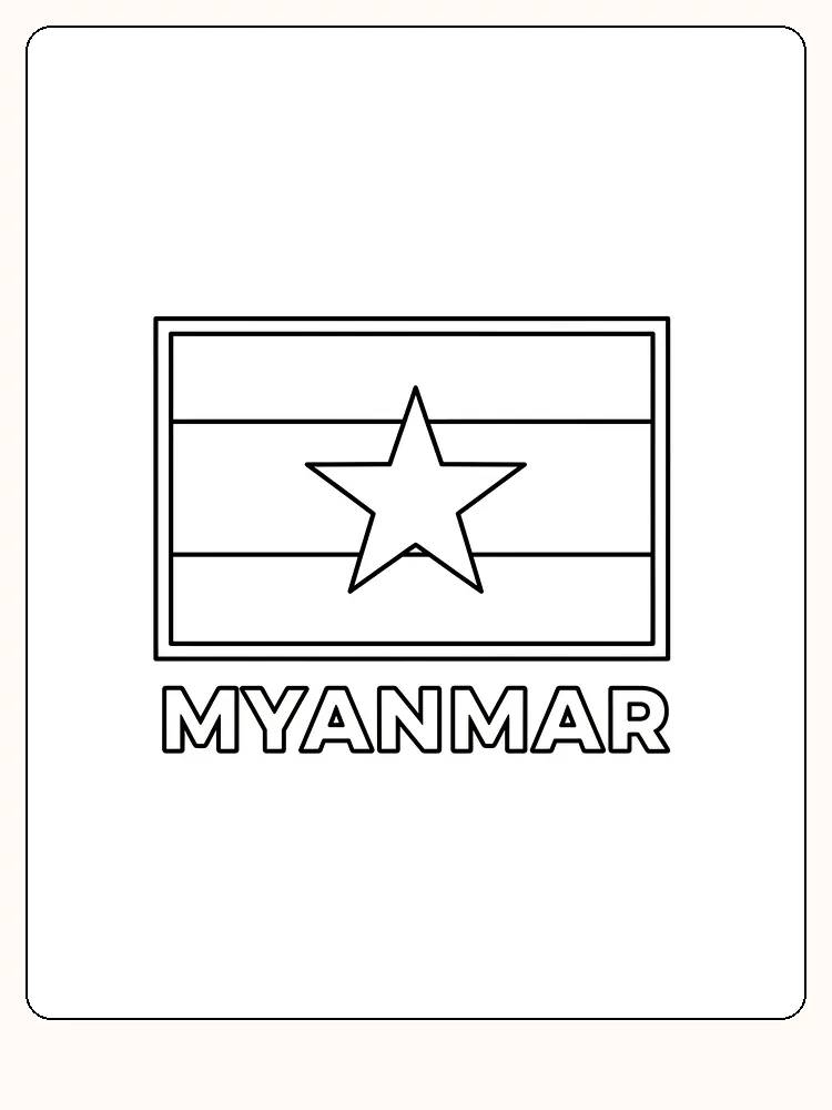 Myanmars Flagge mit rotem, weißem und grünem horizontalen Streifen und einem weißen Stern