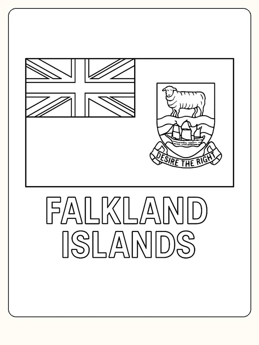 Falklandsöarnas flagga med Union Jack och vapensköld, redo för måla