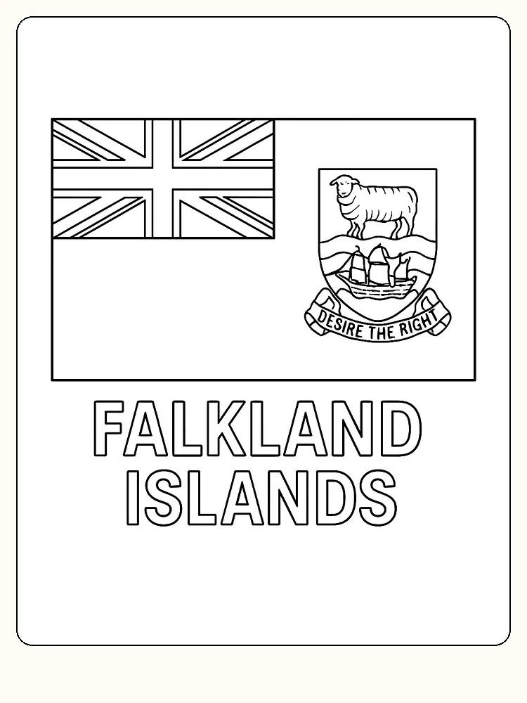 Falklandsöarnas flagga med Union Jack och vapensköld, redo för måla