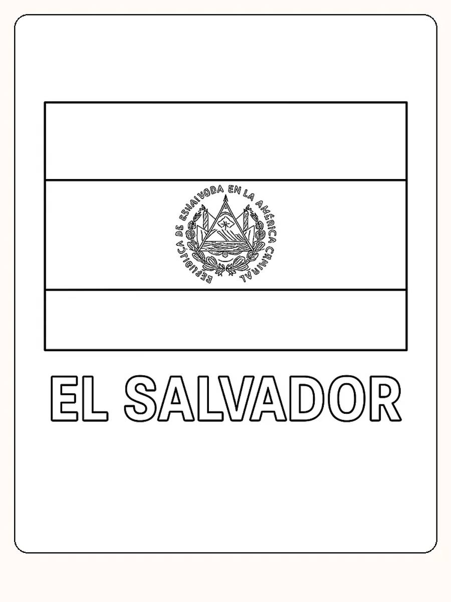 El Salvadors flagga med blå och vita ränder samt ett emblem, redo för måla.