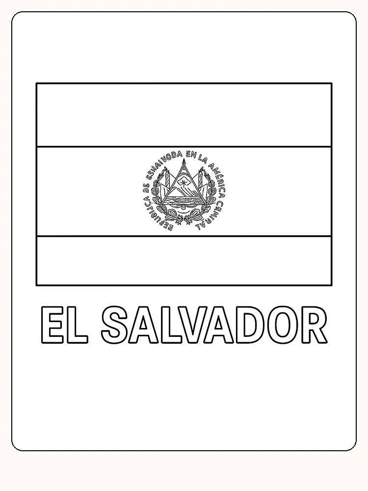 El Salvadors flagga med blå och vita ränder samt ett emblem, redo för måla.