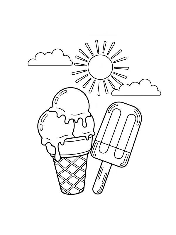 Iskrem og sol med skyer, underkategori