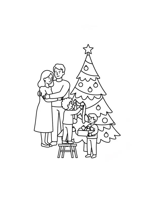Familie pynter juletre, underkategori