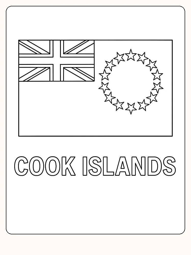 Das Flagge der Cookinseln mit Union Jack und Sternenkreis, bereit zum Ausmalen.