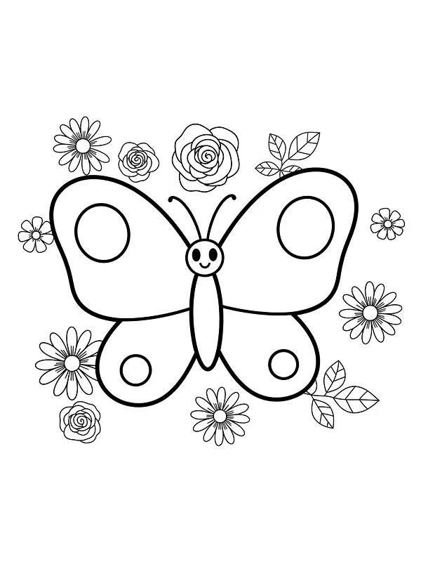 Sommerfugl med blomster
