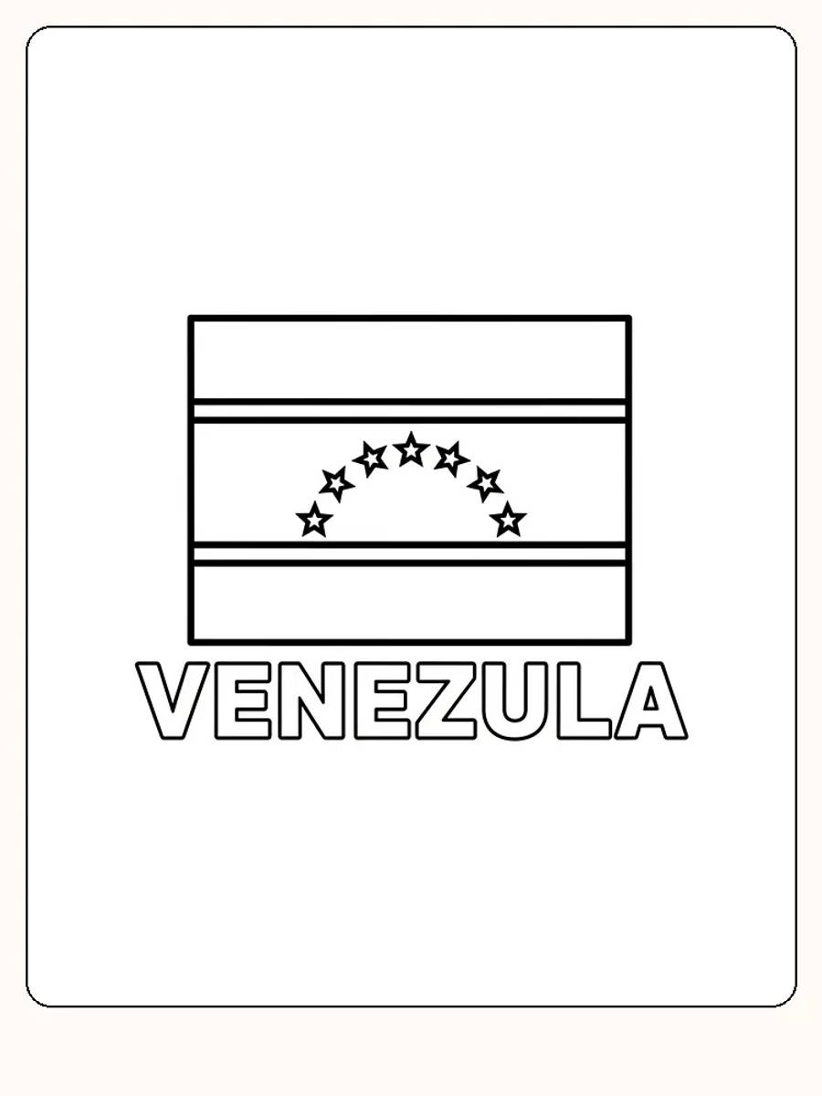 Venezuelas Flagge mit gelben, blauen und roten Streifen sowie Sternen, bereit zum Ausmalen.