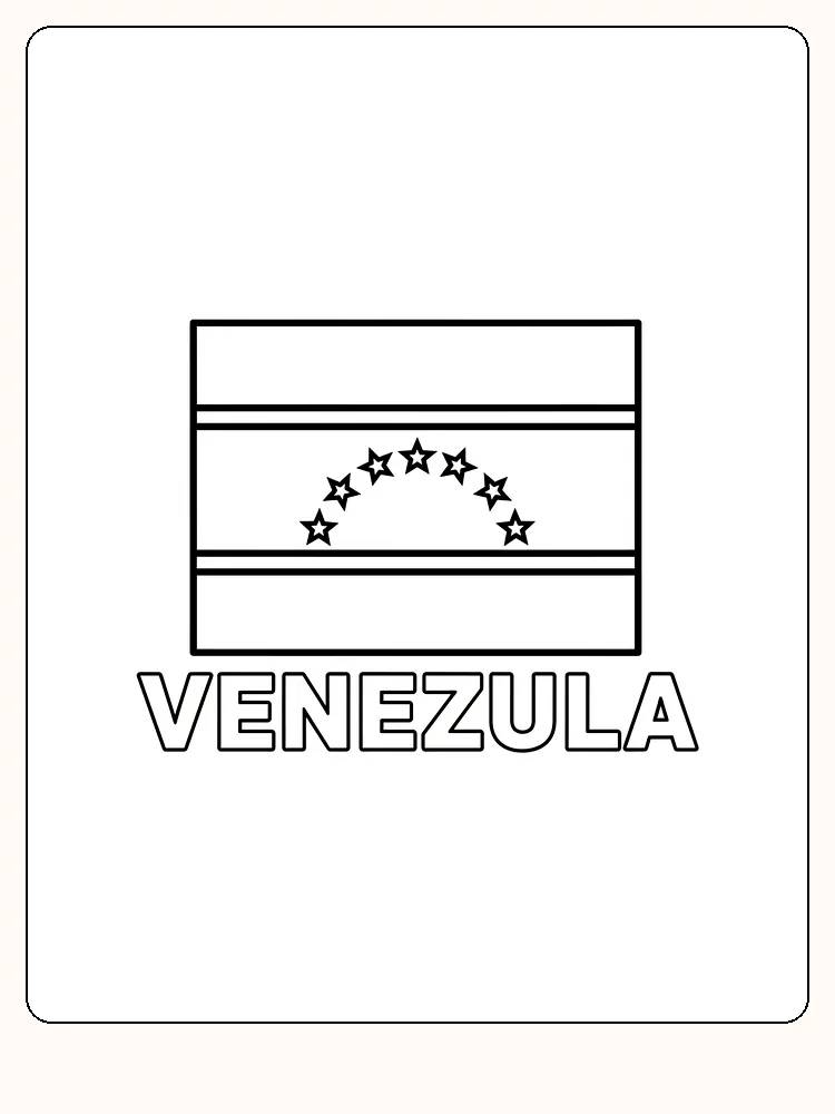 Venezuelas Flagge mit gelben, blauen und roten Streifen sowie Sternen, bereit zum Ausmalen.