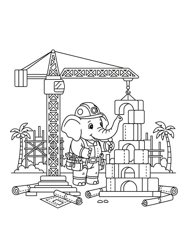 Elefant arbeider på byggeplass, underkategori