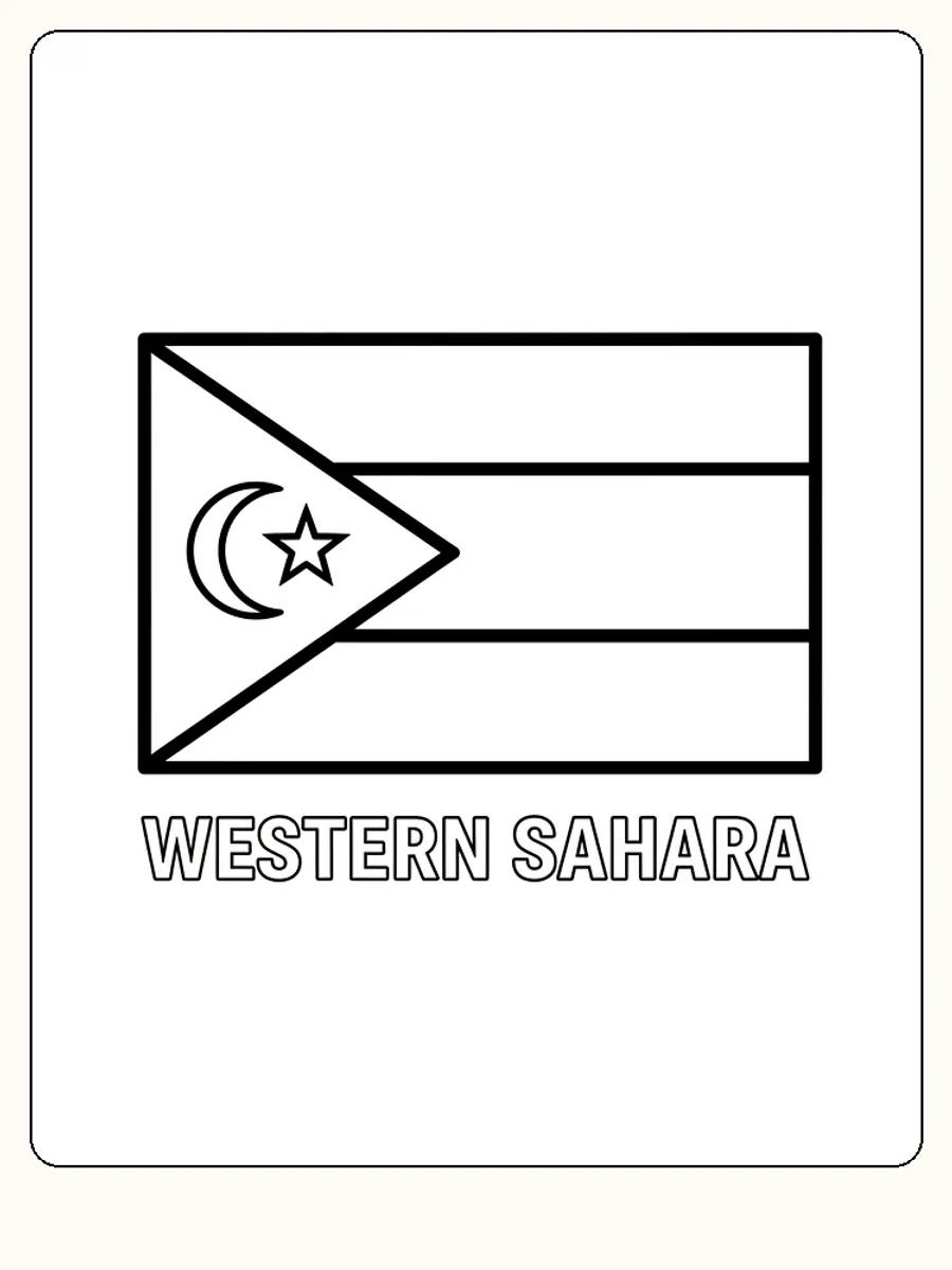 Väst-Saharas flagga med symboler och ränder, redo för måla