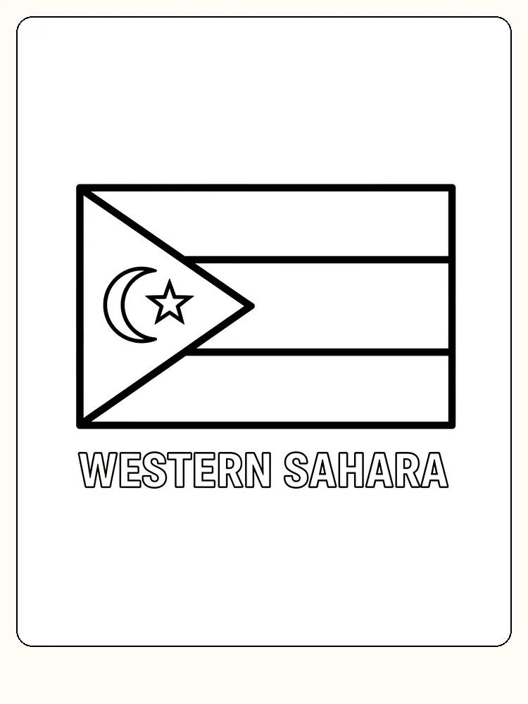 Väst-Saharas flagga med symboler och ränder, redo för måla