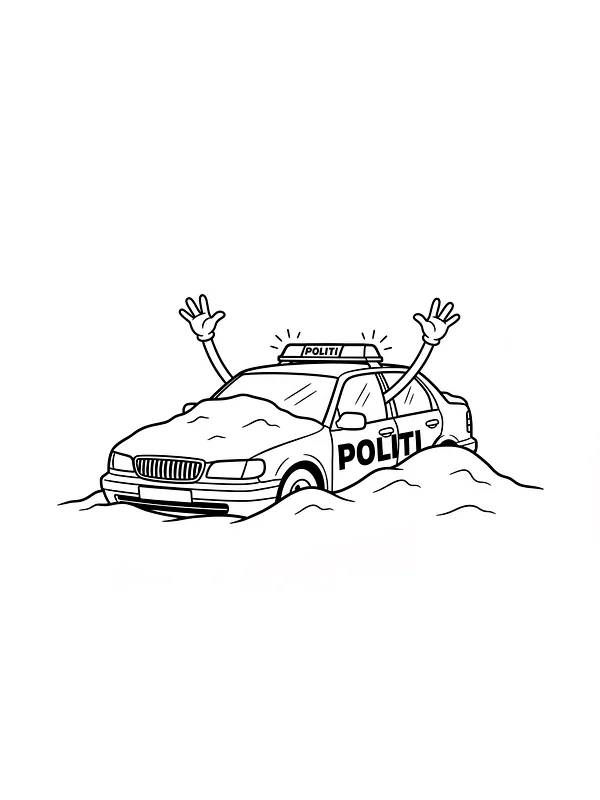 Politibil fast i snø