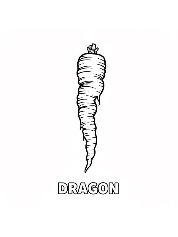 Gulerod med teksten 'Dragon'