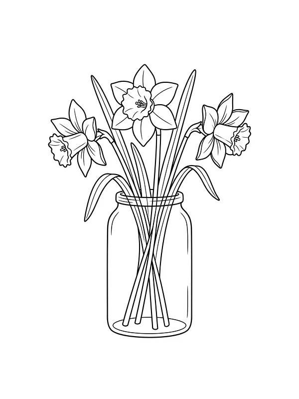 Blomster i glasskrukke: tre påskeliljer