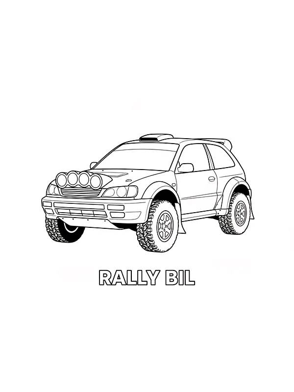 Rallybil med store lygter