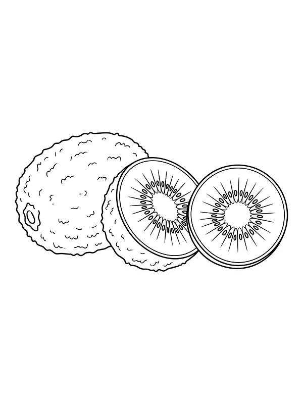 Frukten kiwi hel, halvert og i skive