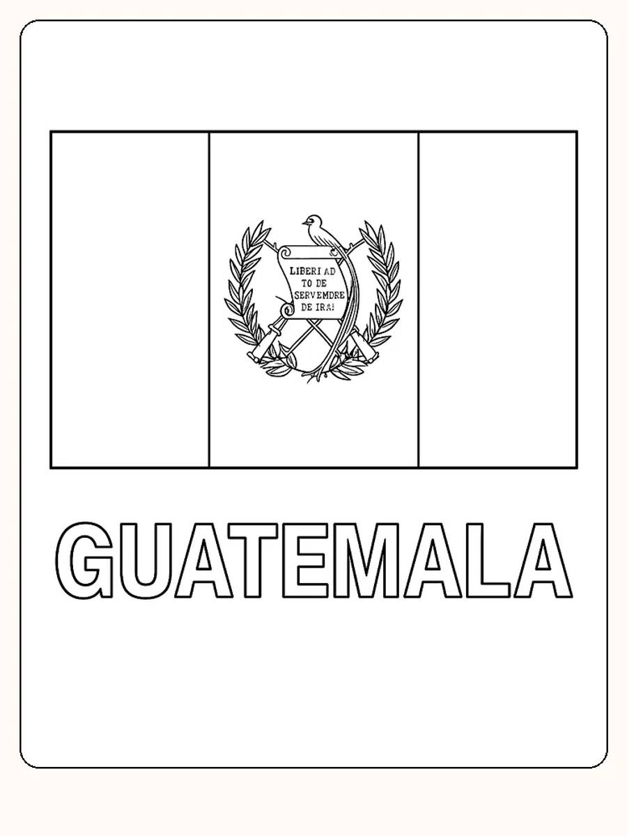 Guatemalas Flagge in Blau und Weiß, bereit zum Ausmalen