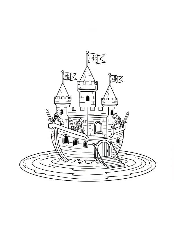 Burg auf einem Schiff im Wasser, Unterkategorie