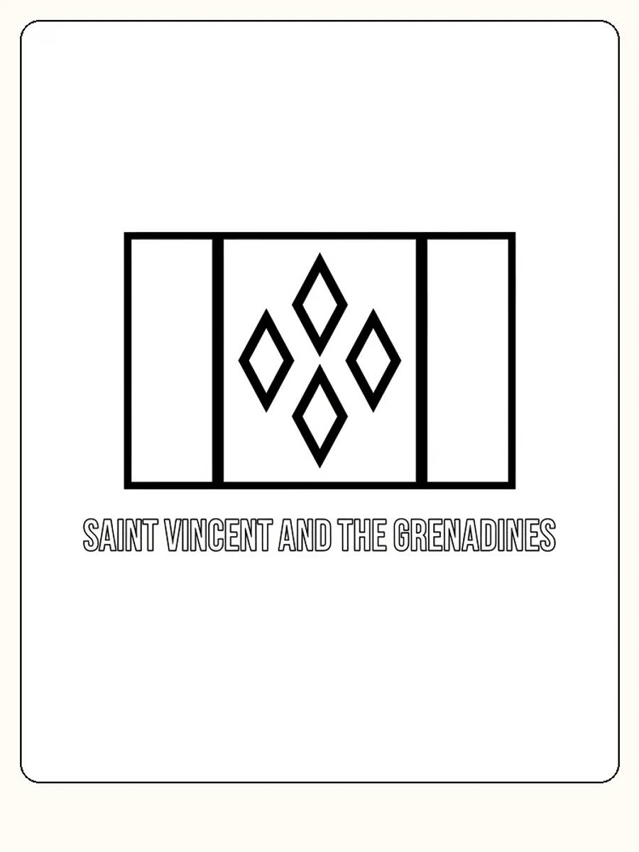 Flagge von Saint Vincent und den Grenadinen mit Diamantmuster, bereit zum Ausmalen