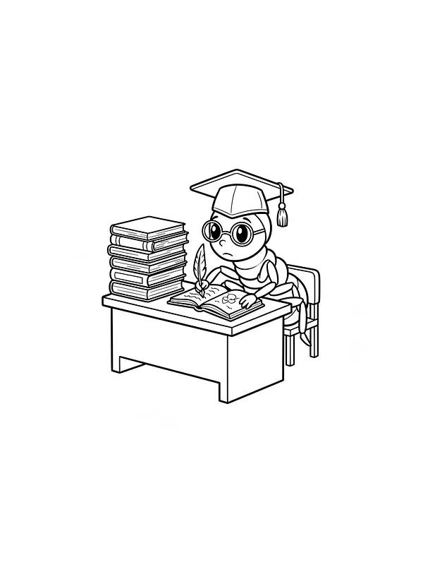 Studiebille, der læser ved skrivebord, underkategori