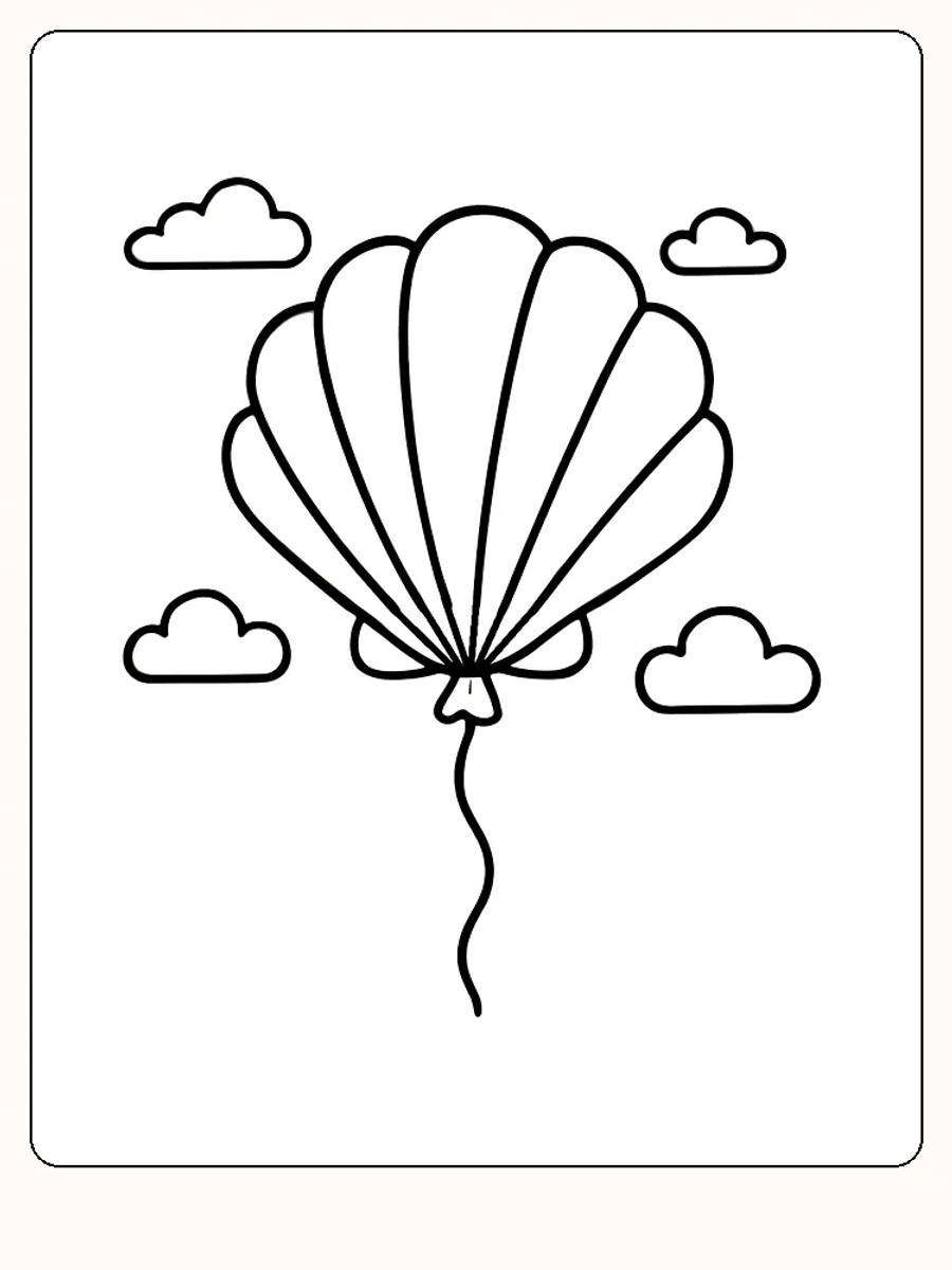 Ballon blandt skyer til farvelægning, klar til print