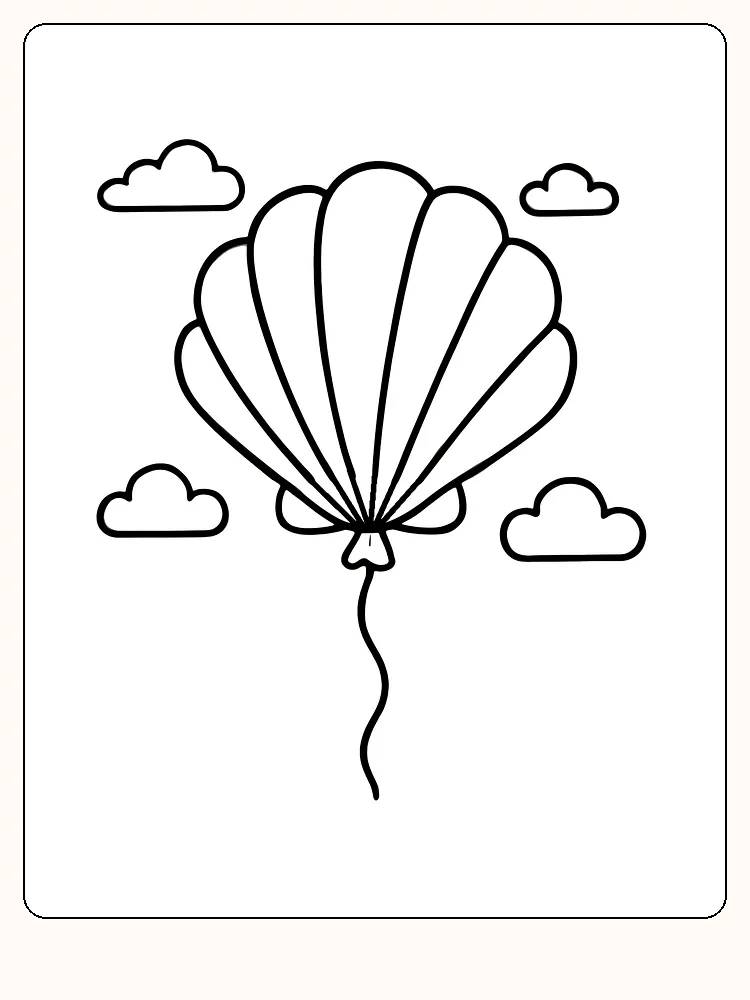 Ballon blandt skyer til farvelægning, klar til print