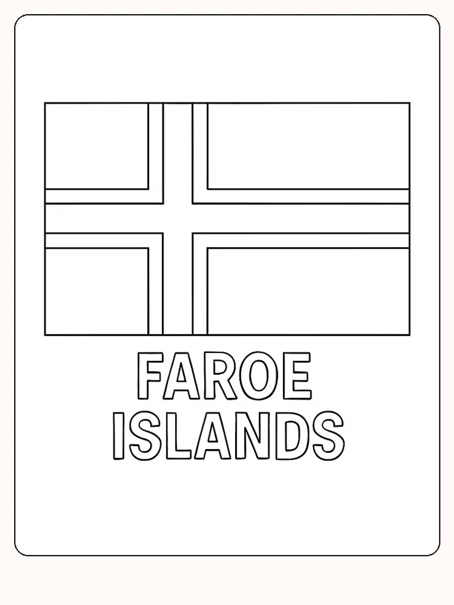 Färöarnas flagga med röd, vit och blå nordisk kors, redo för måla