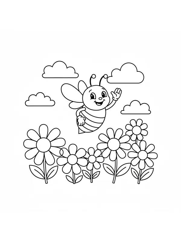 Glad humle over blomster