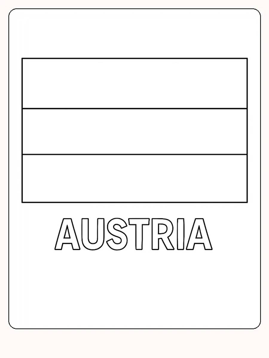 Österrikes flagga med horisontella ränder, redo för måla.