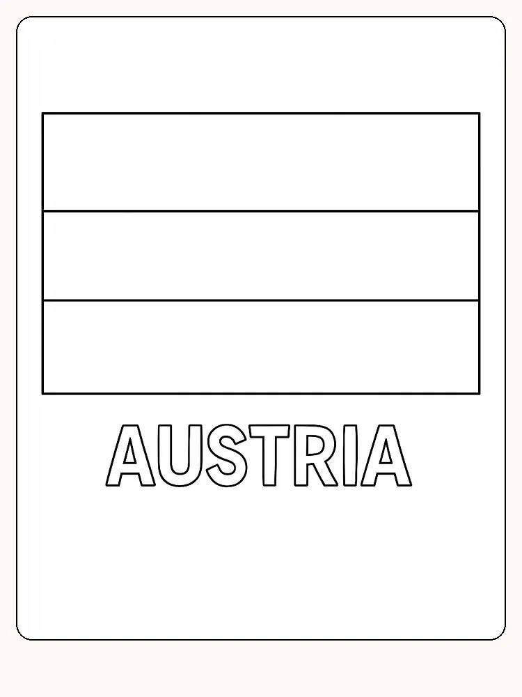 Österrikes flagga med horisontella ränder, redo för måla.
