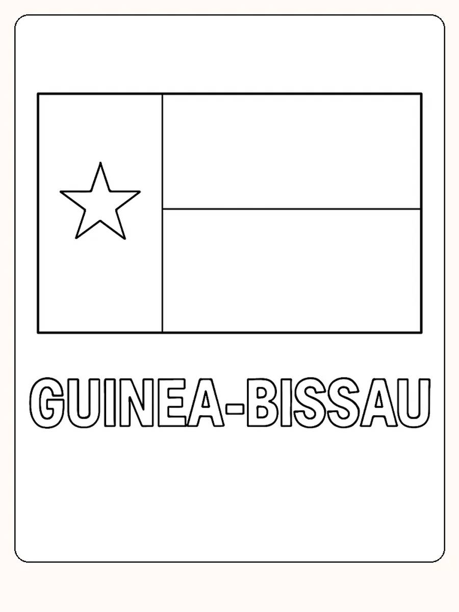 Das Flagge von Guinea-Bissau mit rot, gelb, grün und schwarzem Stern, bereit zum Ausmalen.