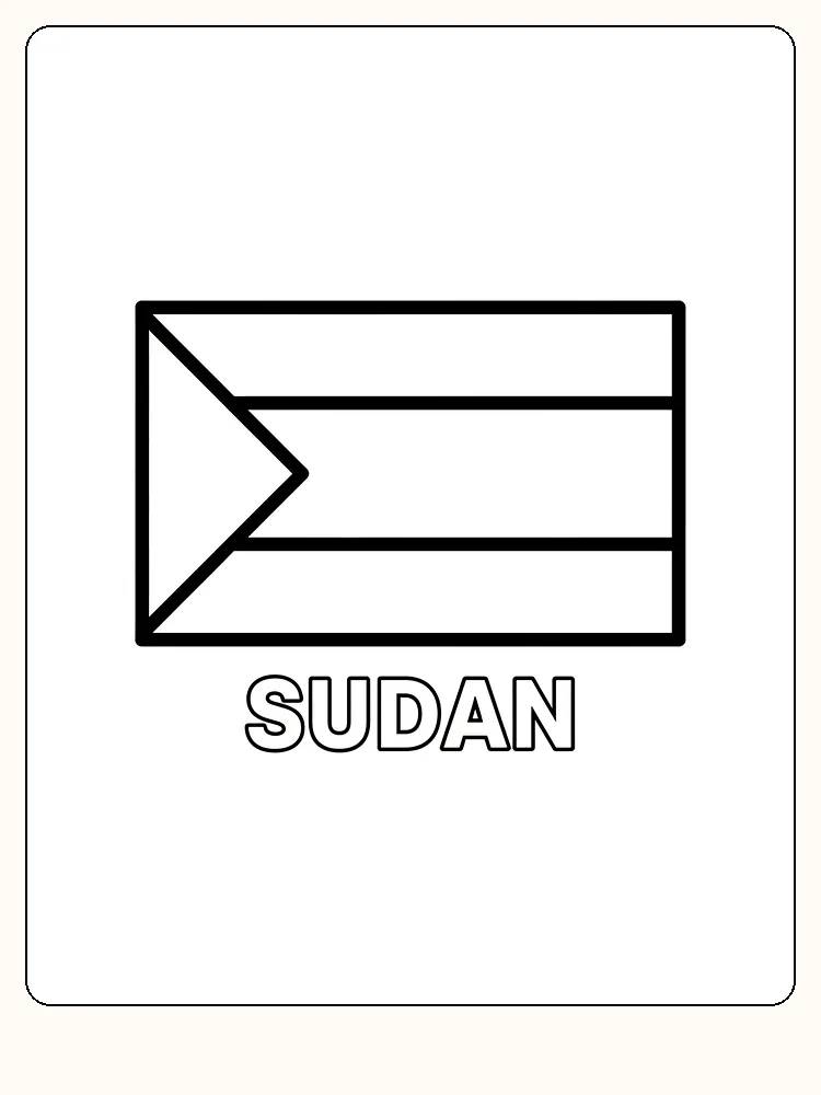 Das Flagge von Sudan mit grünen, weißen, roten und schwarzen Streifen, bereit zum Ausmalen.
