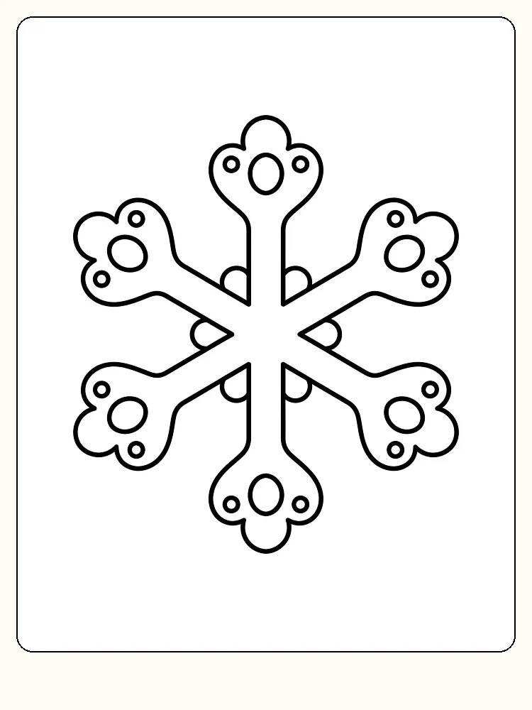 Fargeleggingsbilde av et snøfnugg med et enkelt geometrisk mønster, klart til utskrift