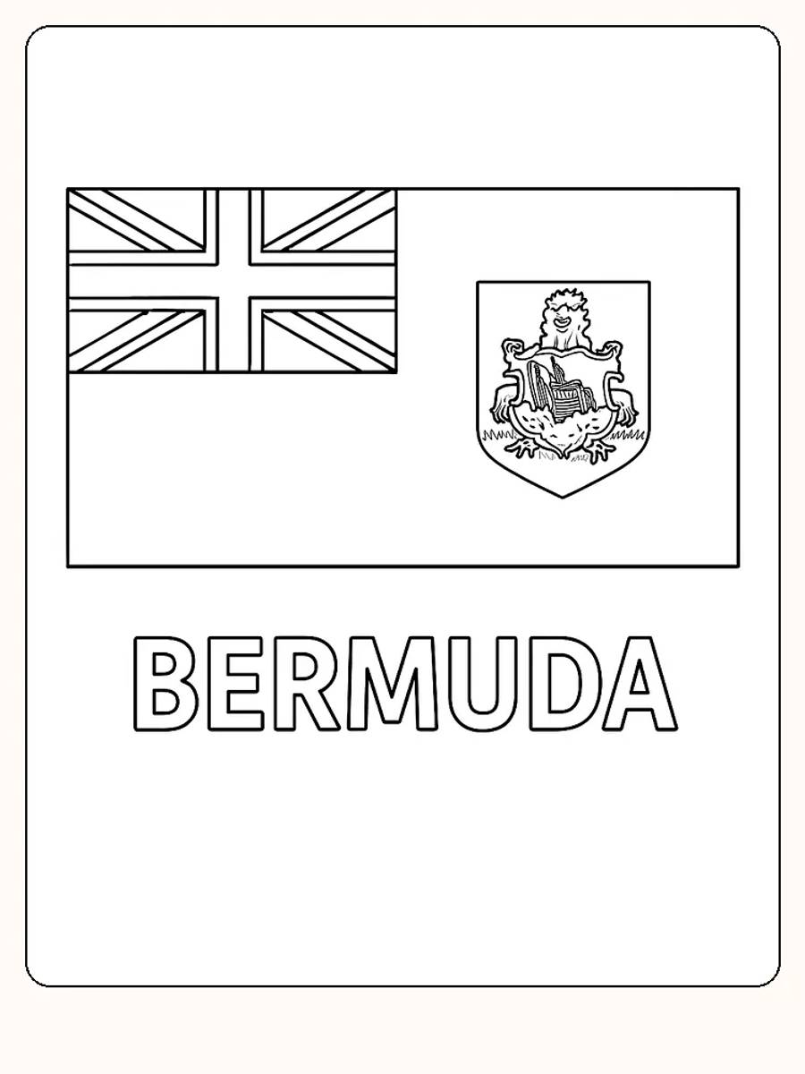Bermudas Flagge mit Union Jack und Wappen, bereit zum Ausmalen